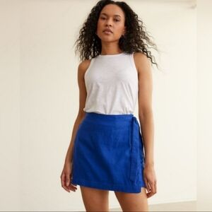 NWT Royal Blue Linen Skort/Skirt with Wrap Waistband
